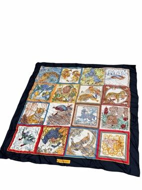 Vintage SALVATORE FERRAGAMO Authentic Scarf Silk Wild Animal Print 16 Panels